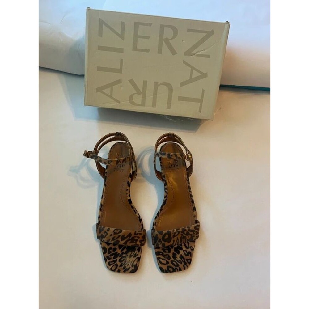 Naturalizer Leopard Print Sandals Women's Size 9.5W – Suede Block Heel